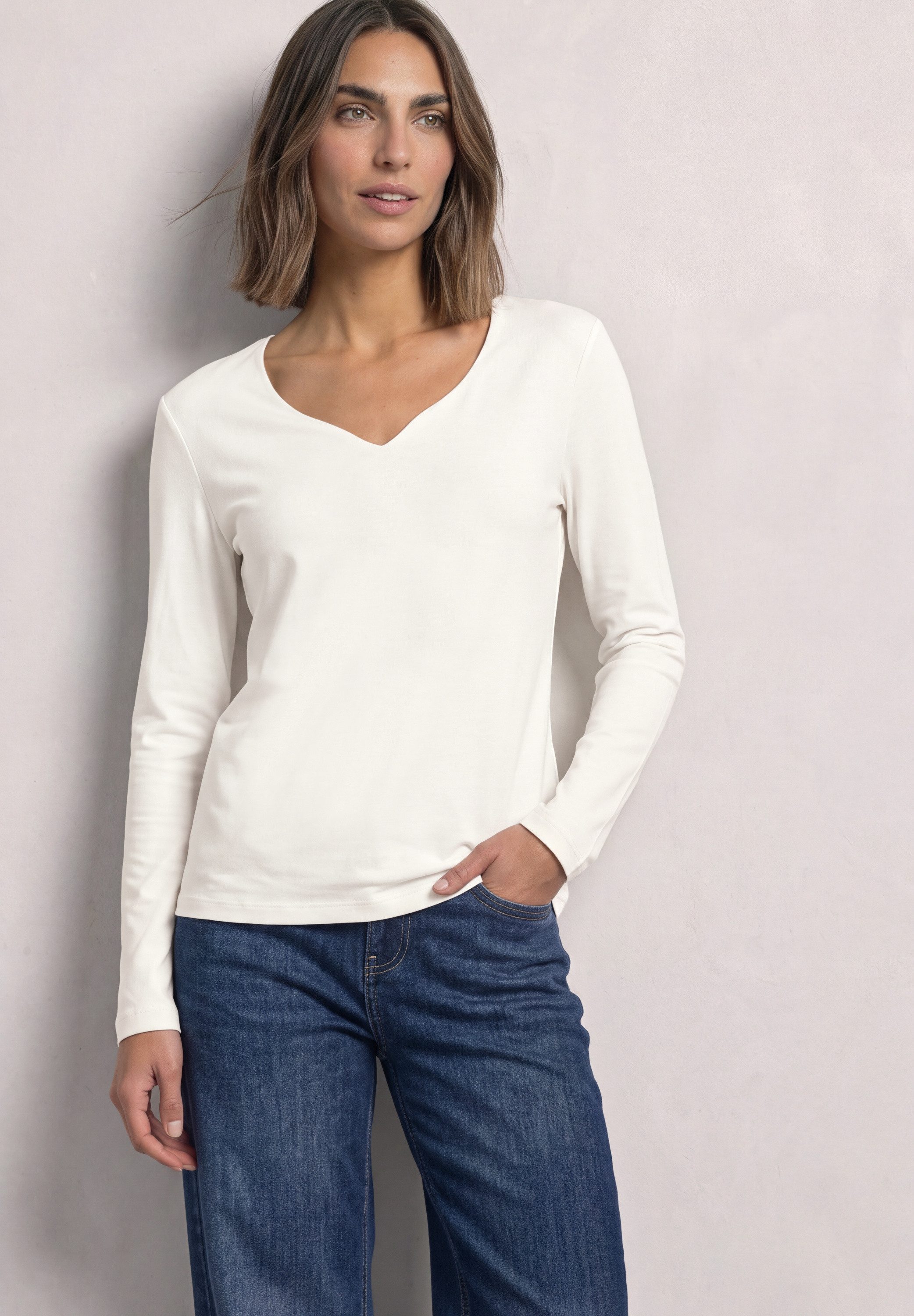 STREET ONE Langarmshirt in Unifarbe