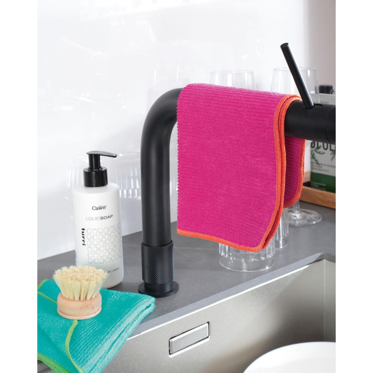 Cawö Reinigungsbürste Spültuch Trio Pink / Türkis (30x30 cm) (3-teilig)