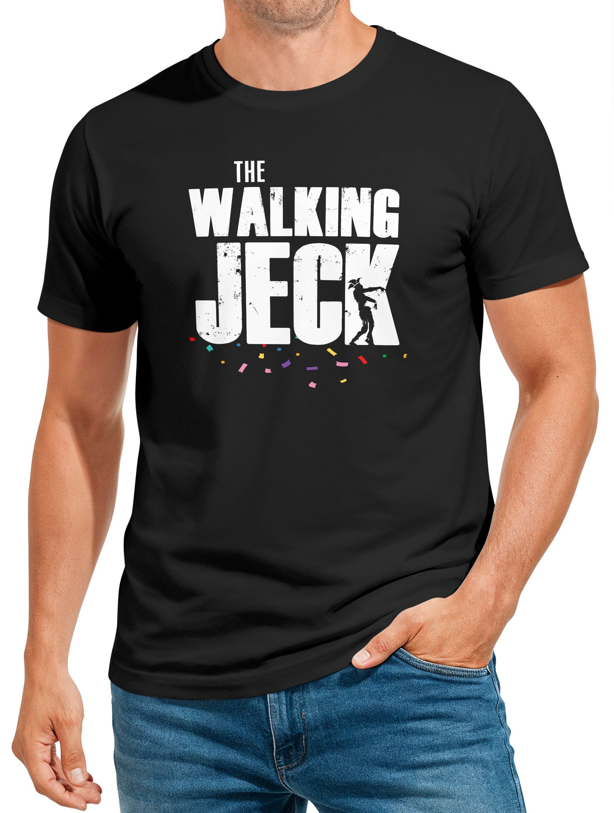 Print-Shirt Herren T-Shirt The Walking Jeck Fasching Karneval Jecken Verkleidung