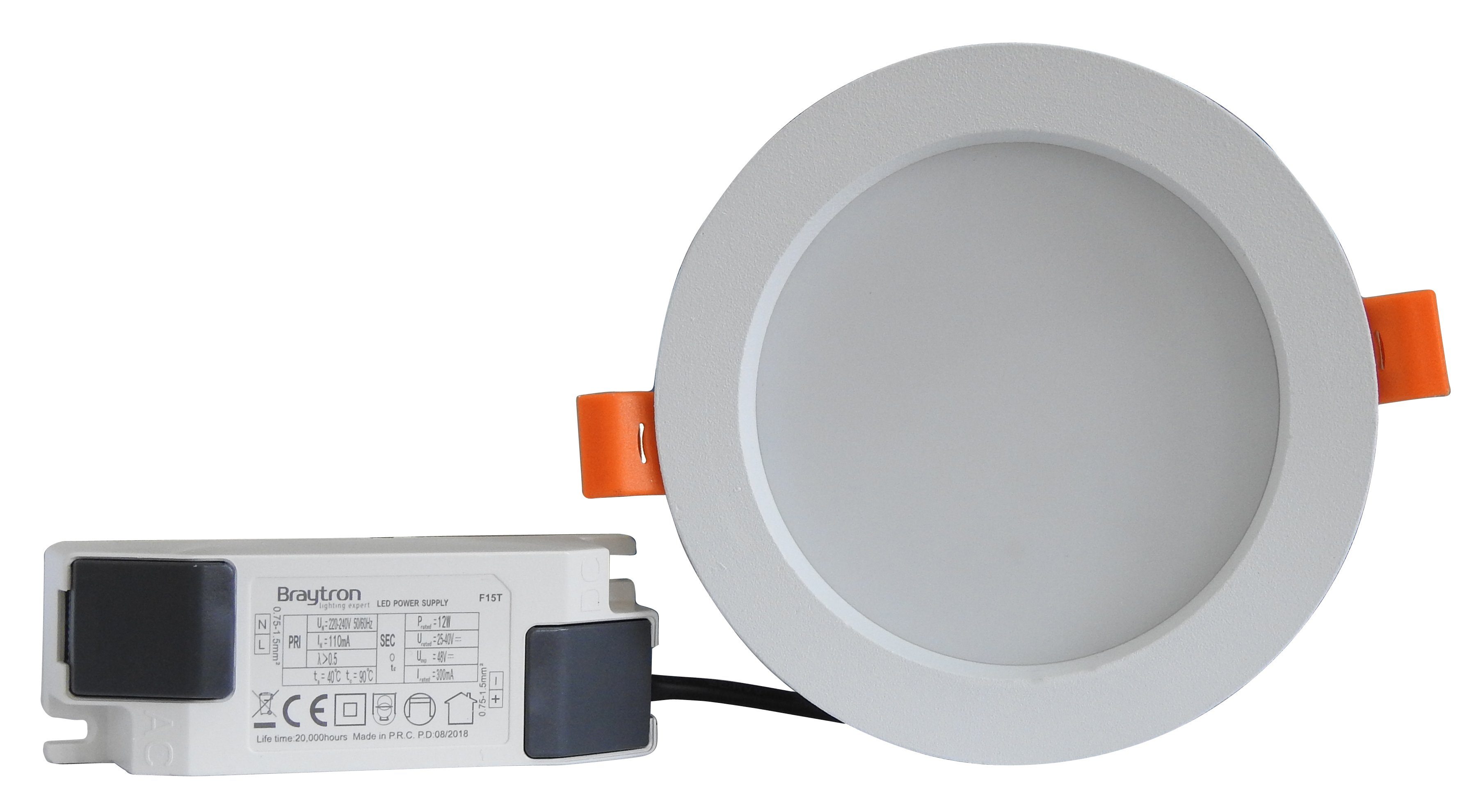 Deckenlampe LED LED Braytron Einbaustrahler 6500K 12W Ø120mm 1200lm Kaltweiß Spot FATON Panel