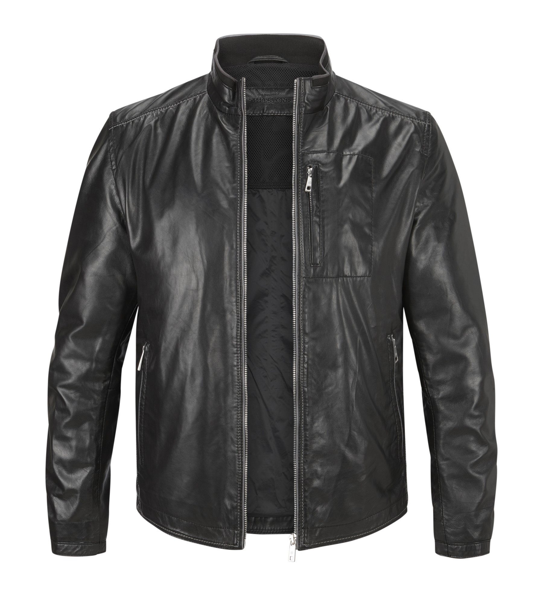 Milestone Lederjacke MSJumper aus feinem Lammleder Stehkragen mit Strickdet günstig online kaufen