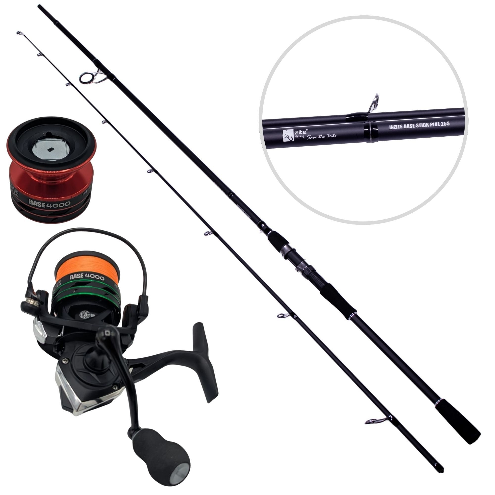 Spinnrute Inzite Base Stick Angelrute + Rolle Barsch/Hecht/Zander