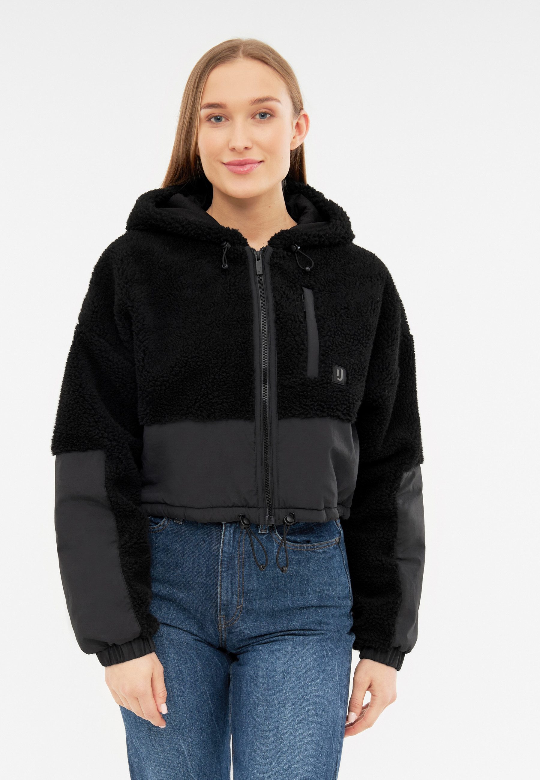 Johnny Urban Fleecejacke Carey kurze Teddyjacke (1-St) Warme Fleecejacke, Cropped, Gemütlicher Materialmix mit Sherpa Fleece