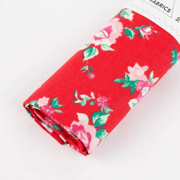 Rico Design Stoff Rico Design Baumwollstoff Druckstoff Blumen rot rosa 50x140cm