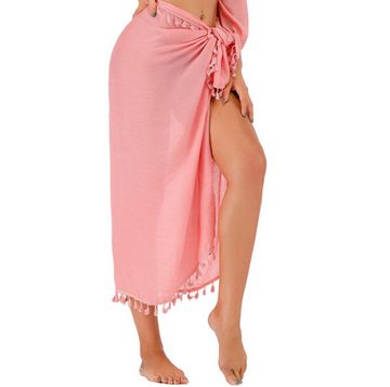 ZWY Strandkleid Strandtuch mit Fransen sommerkleider damen leicht und luftig-sarong (Seitliche Bindungen) Kurze Strandkleider und Strandröcke für Damen