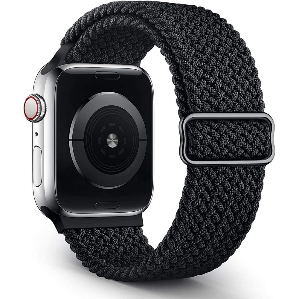 GelldG Smartwatch-Armband Geflochtenes Solo Loop Armband Kompatibel mit Apple Watch Armband Schwarz