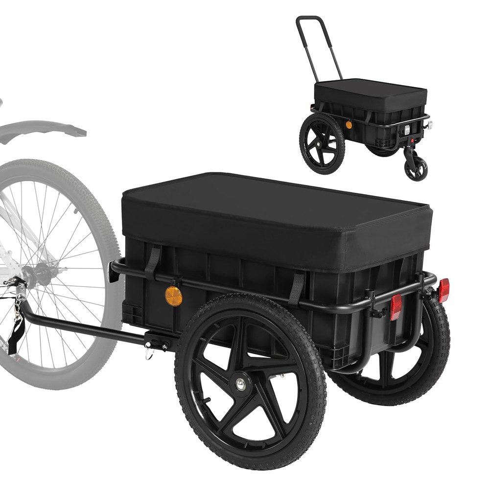 FANNOU Fahrradlastenanhänger 2-in-1 Fahrrad Lastenanhänger, Fahrradanhänger mit Schiebebügel, stabilem Eisenrahmen, 40 cm Luftreifen, bis 40 kg belastbar