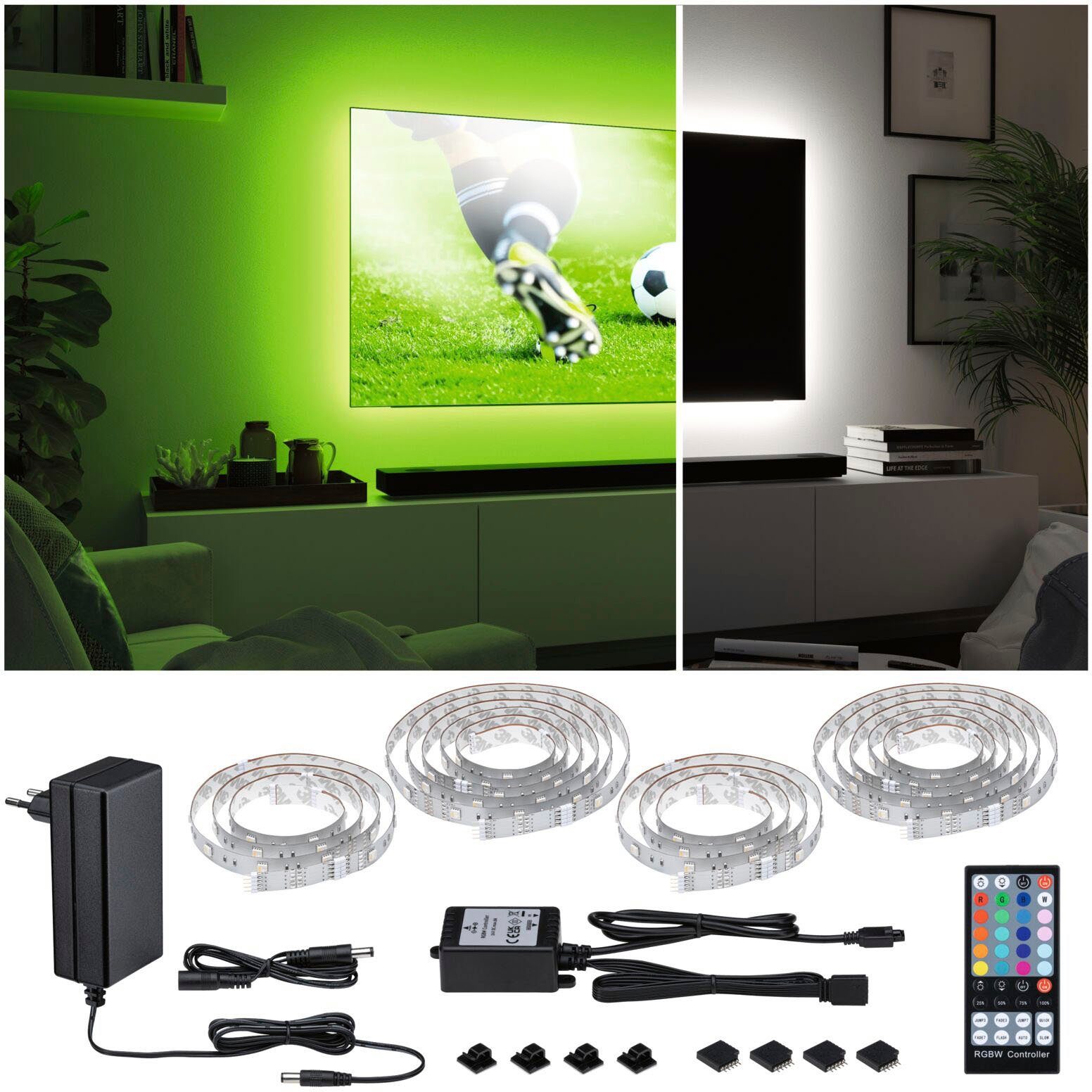 Dynamic 25,5W 230lm/m 1-flammig, Paulmann Zoll 230lm/m, 75 Basisset 250 LED-Streifen Comfort 5,1m TV Basisset, RGB MaxLED 25,5W