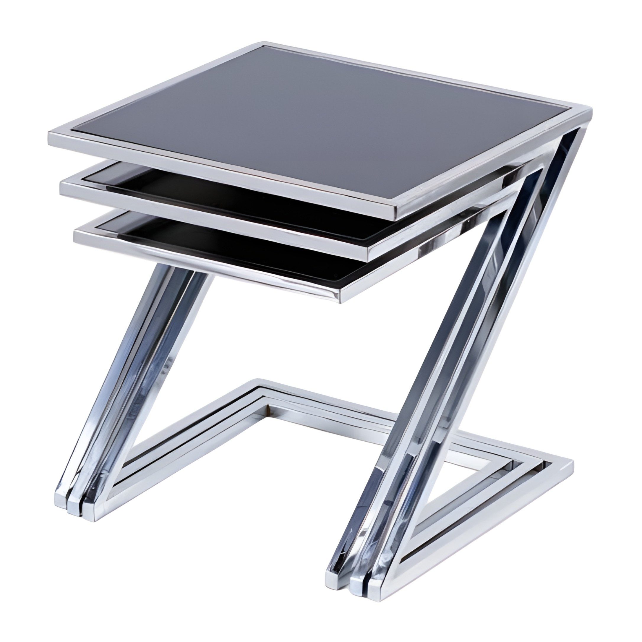 Xlmoebel Satztisch Grauer Holzbeistelltisch von XLMOEBEL mit modernem Design (Einzeltisch, 3-St., Beistelltisch 55 x 55 x 40 cm), Made in Europa