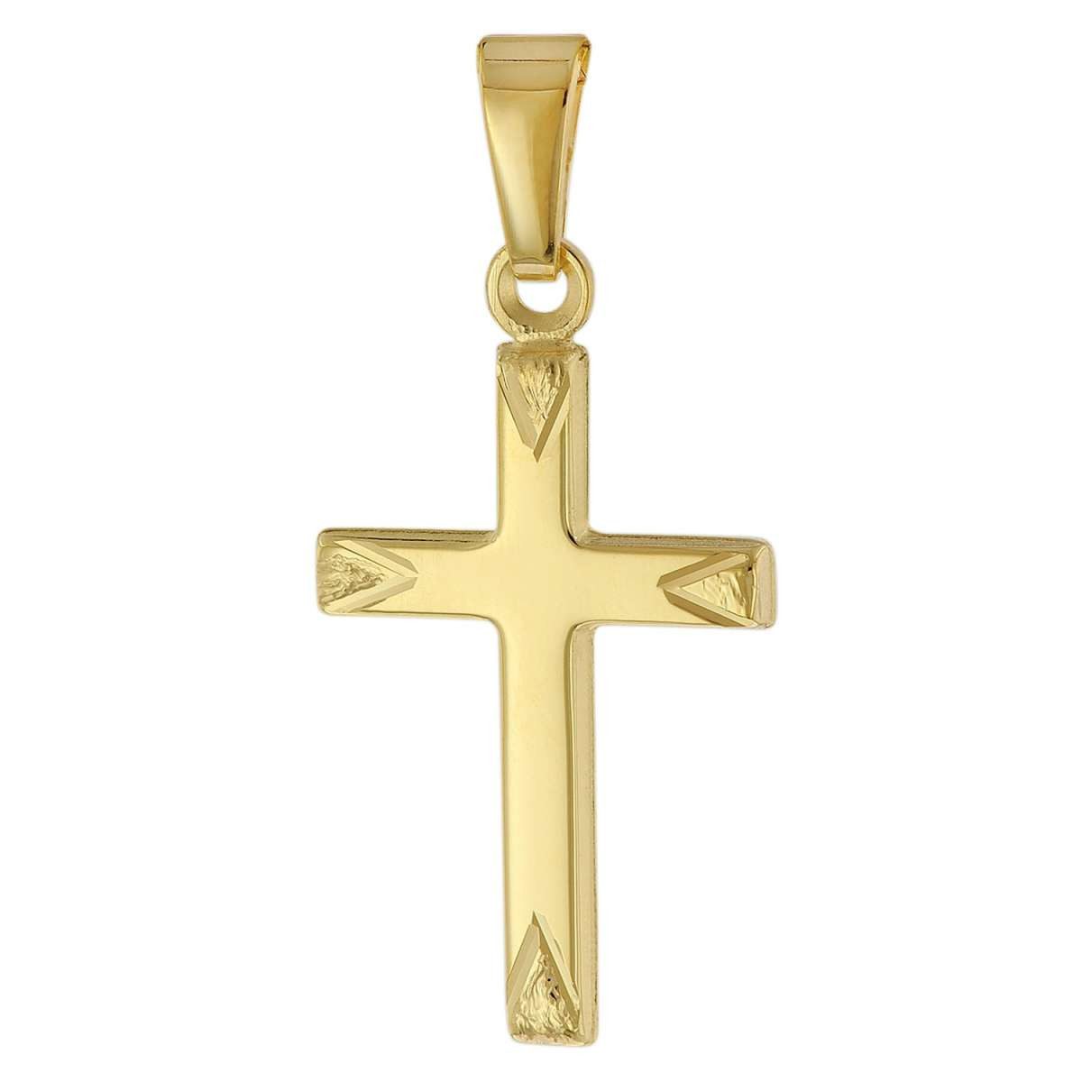 trendor Kreuzanhänger 51798, Kreuz-Anhänger Gold 585 / 14 Karat für Damen, Herren, Kinder
