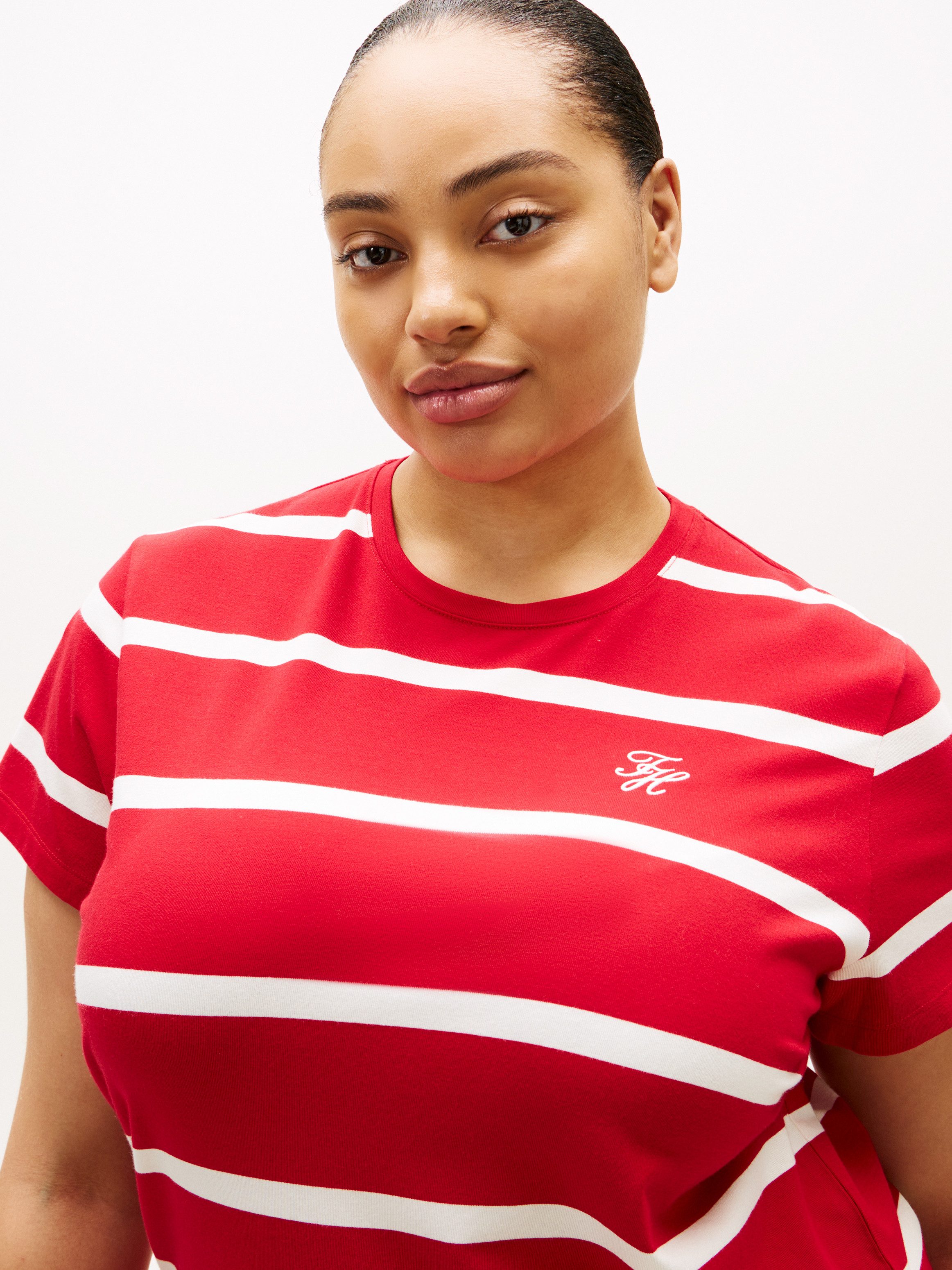 Tommy Hilfiger Curve Kurzarmshirt CRV TH SCRIPT REG C-NK SS TEE in großen Größen