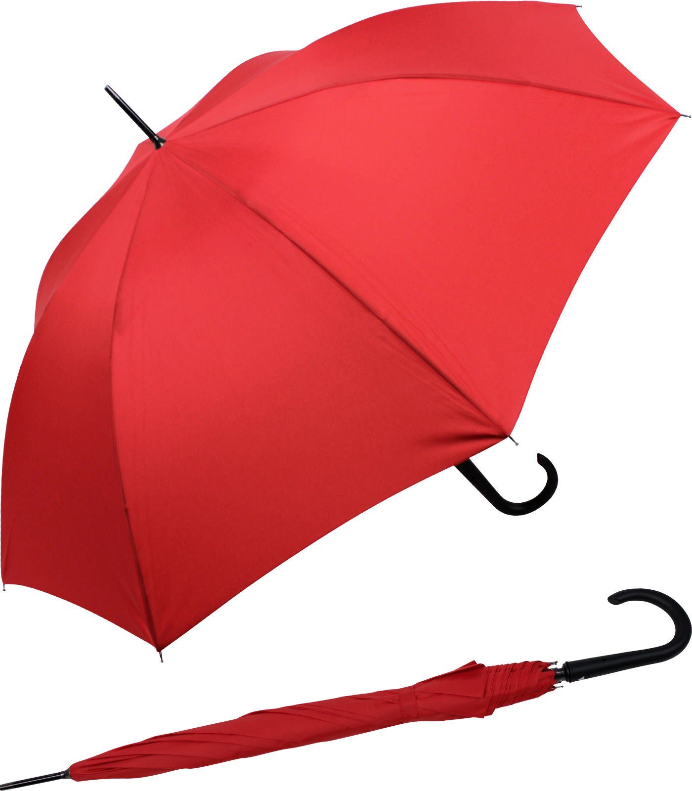 mit Regenschirm großer Langregenschirm RS-Versand rot Auslöseknopf Stahl-Fiberglas-Gestell, Auf-Automatik, stabiler integrierter