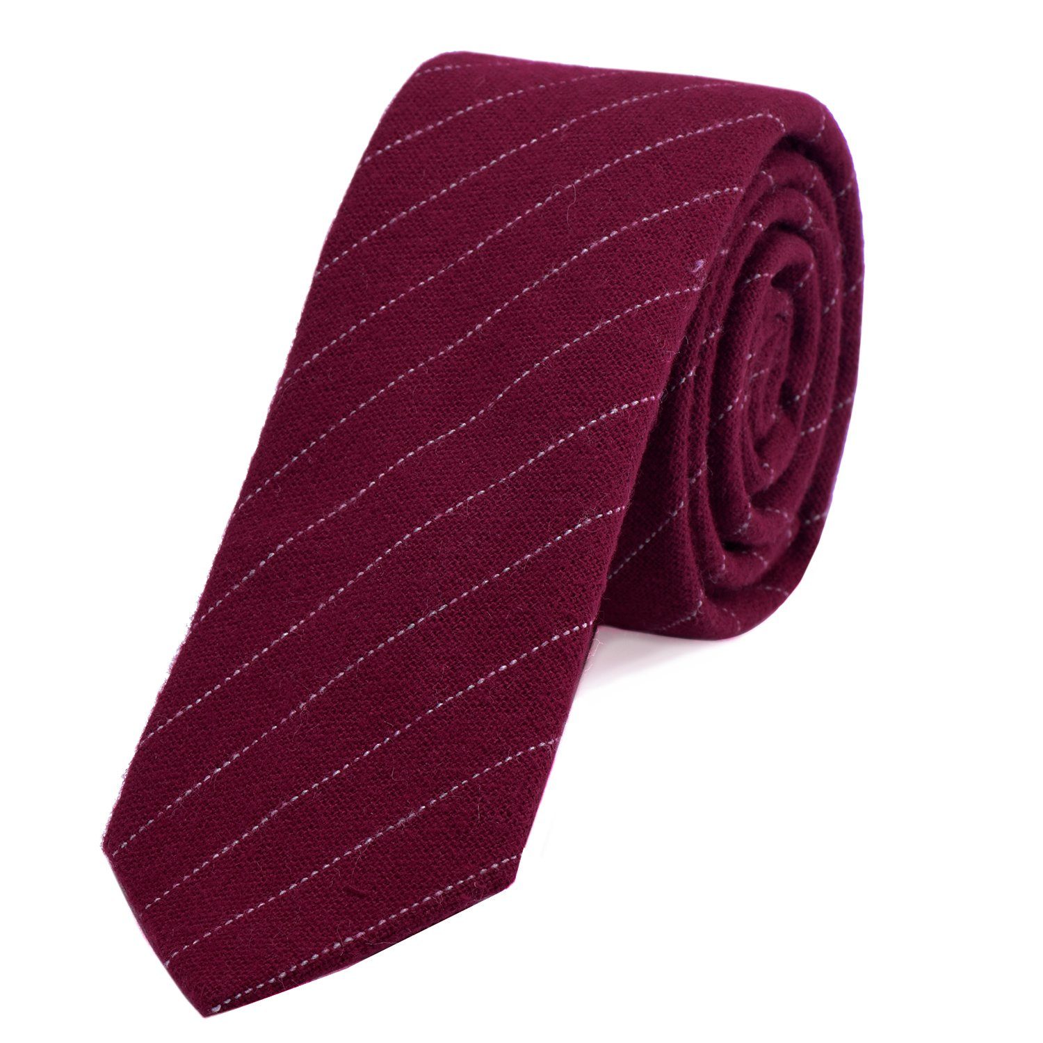 DonDon Krawatte Herren Krawatte 6 cm mit Karos oder Streifen (Packung, 1-St., 1x Krawatte) Baumwolle, kariert oder gestreift, für Büro oder festliche Veranstaltungen bordeauxrot gestreift