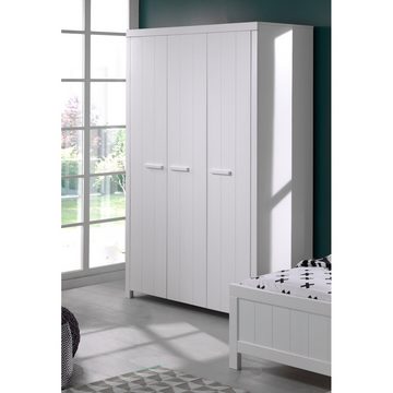 Lomadox Kleiderschrank CANNES-12 Jugendzimmer, mit 3 Türen in weiß lackiert, B/H/T: 144/205,5/57,5 cm
