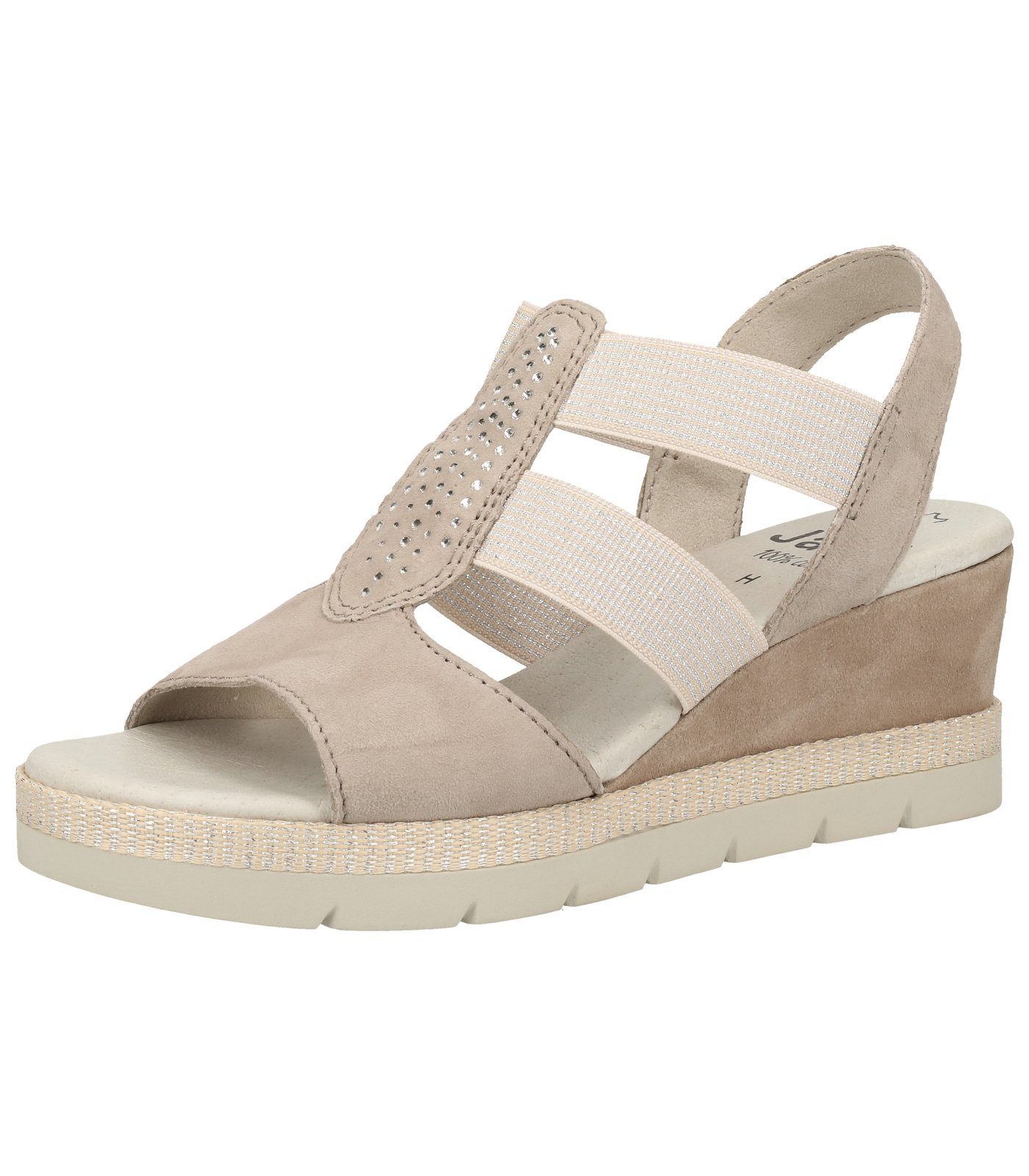 Jana Sandalen Leder/Textil Keilsandalette Grau