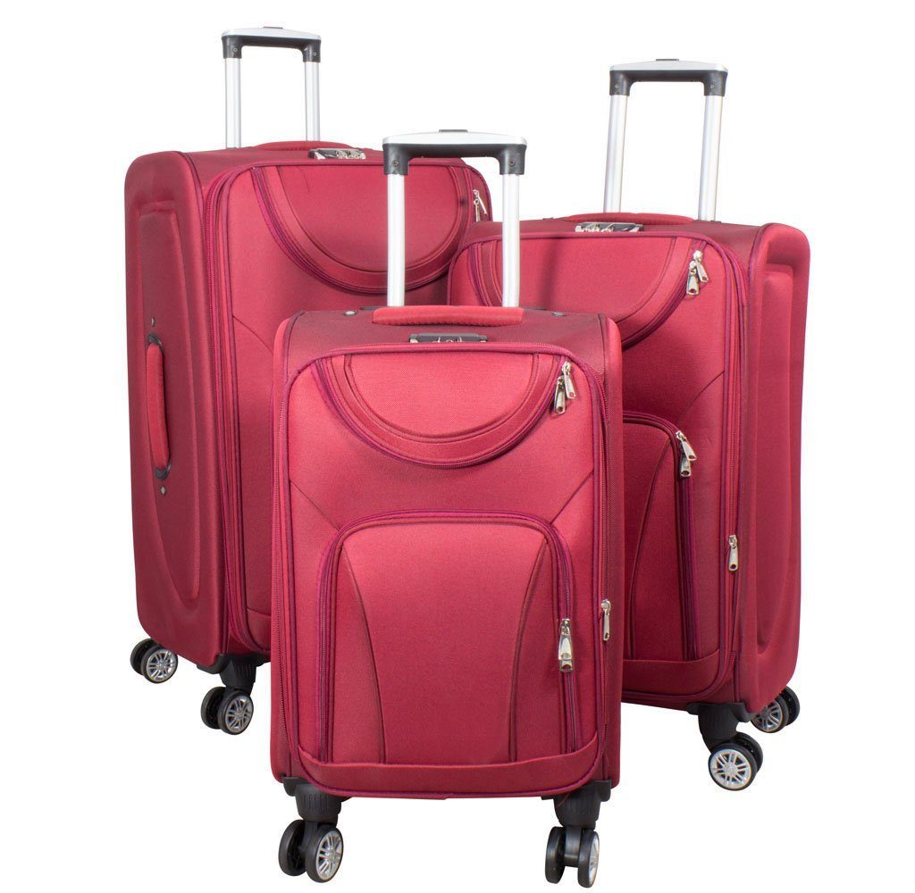 MONOPOL® Trolleyset 78, 68, 55 cm - 4 Rollen - mit Dehnfalte - in 4 Farben - Koffer rot
