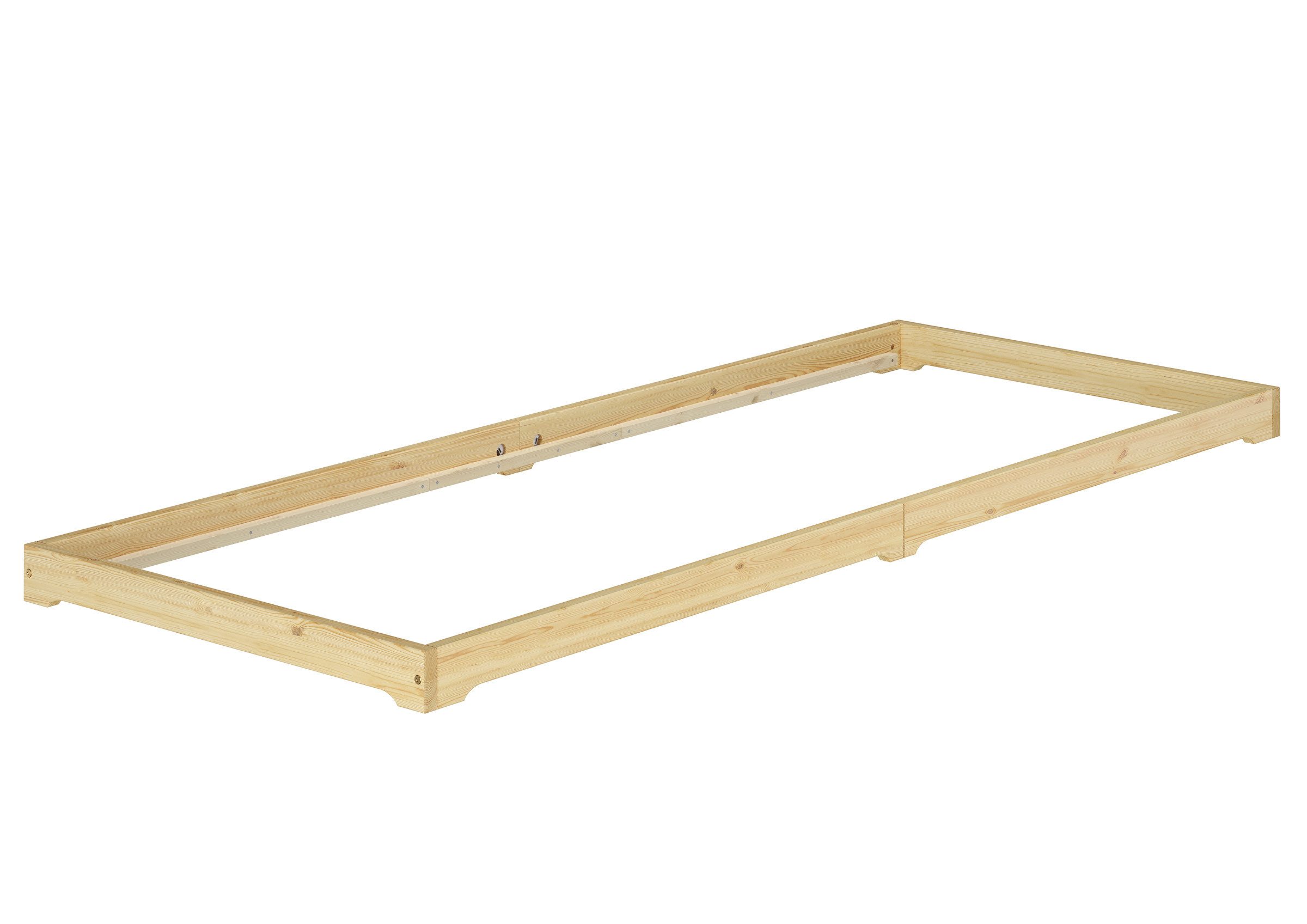 Bettgestell Überlanges Holzbett Kiefer Massiv Extra Niedrig 90 x 220 cm
