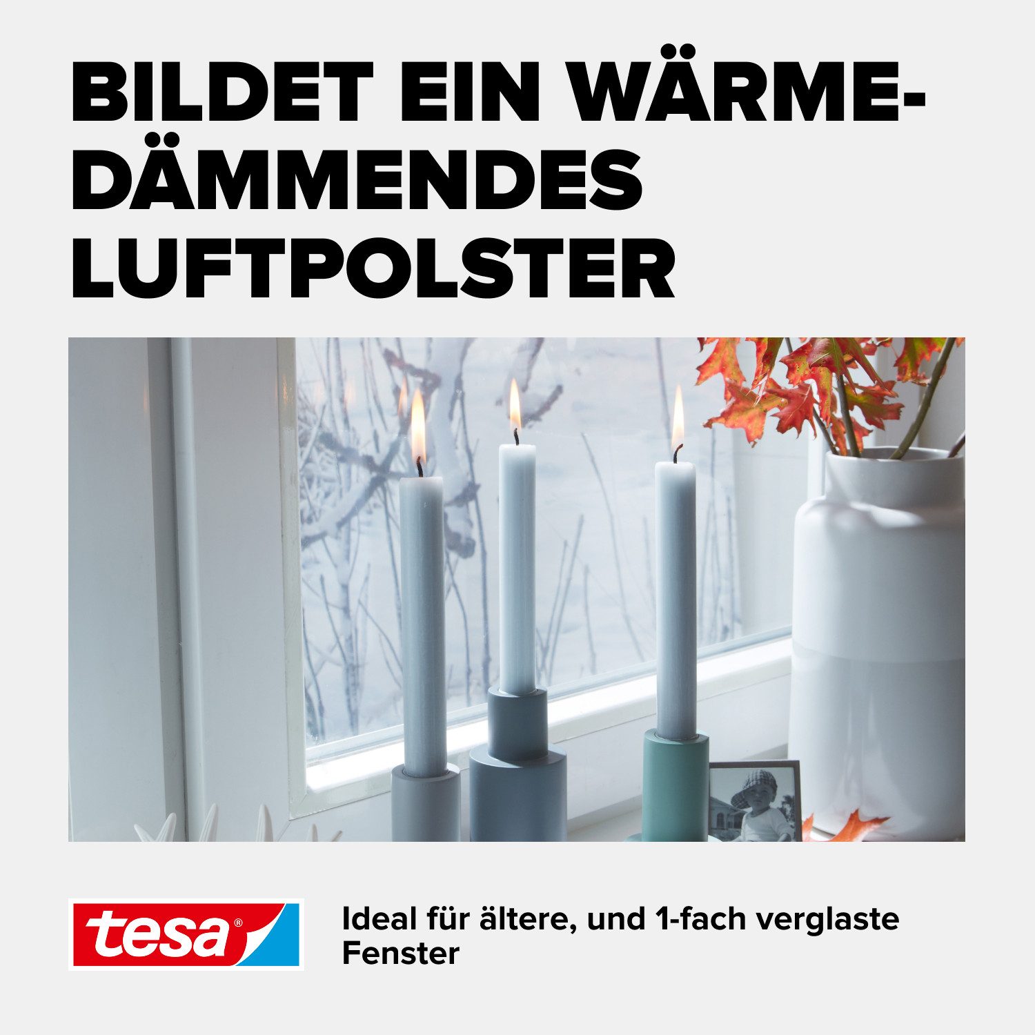 tesa Fensterfolie INSULATION Fenster-Isolierfolie - Transparente Isolierfolie, transparent, glatt, zur Wärmedämmung an Fenstern - Inklusive praktischer Klebelös – Bild 5 von 5