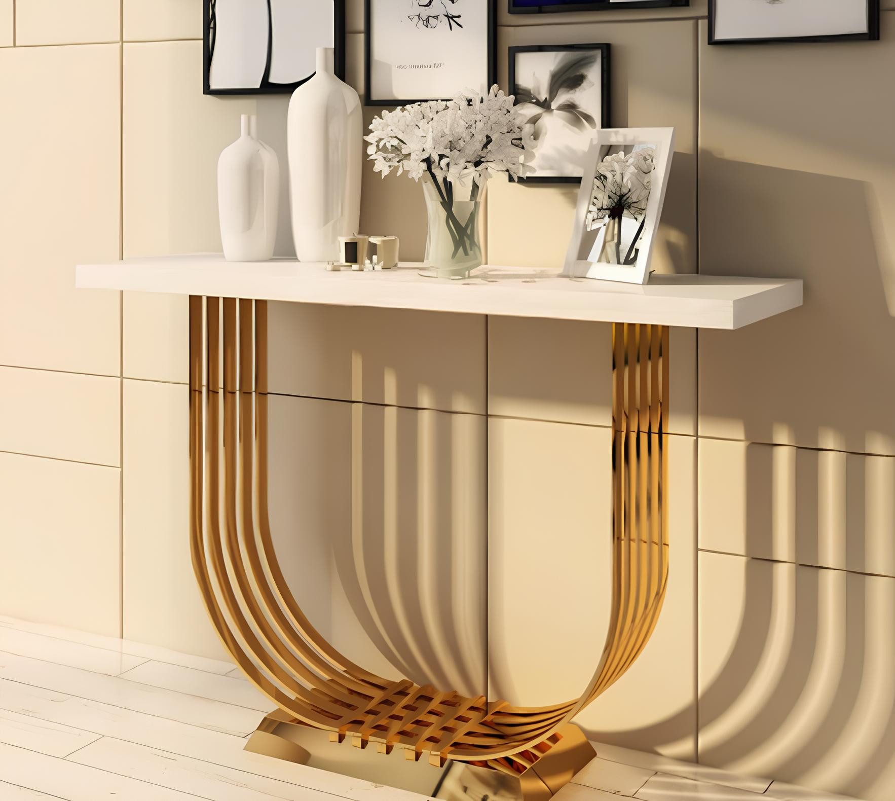 Konsolentisch Metall Holz Tisch Konsole Konsolentische Schmink Tisch Sideboard Weiß