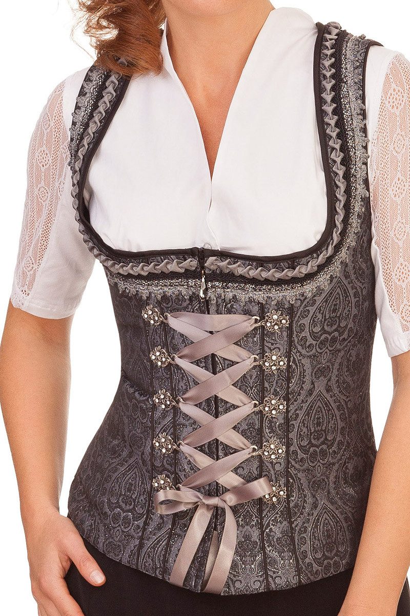 KRÜGER COLLECTION Trachtenbluse Trachtenmieder - SIENNA - anthrazit