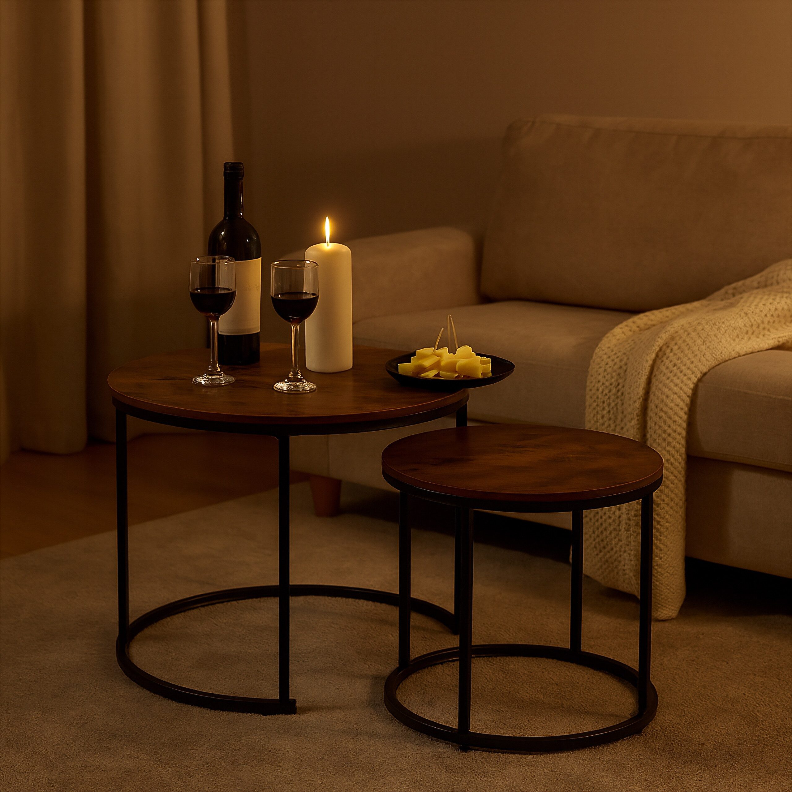 relaxdays Satztisch 2er Set Industrial Desig