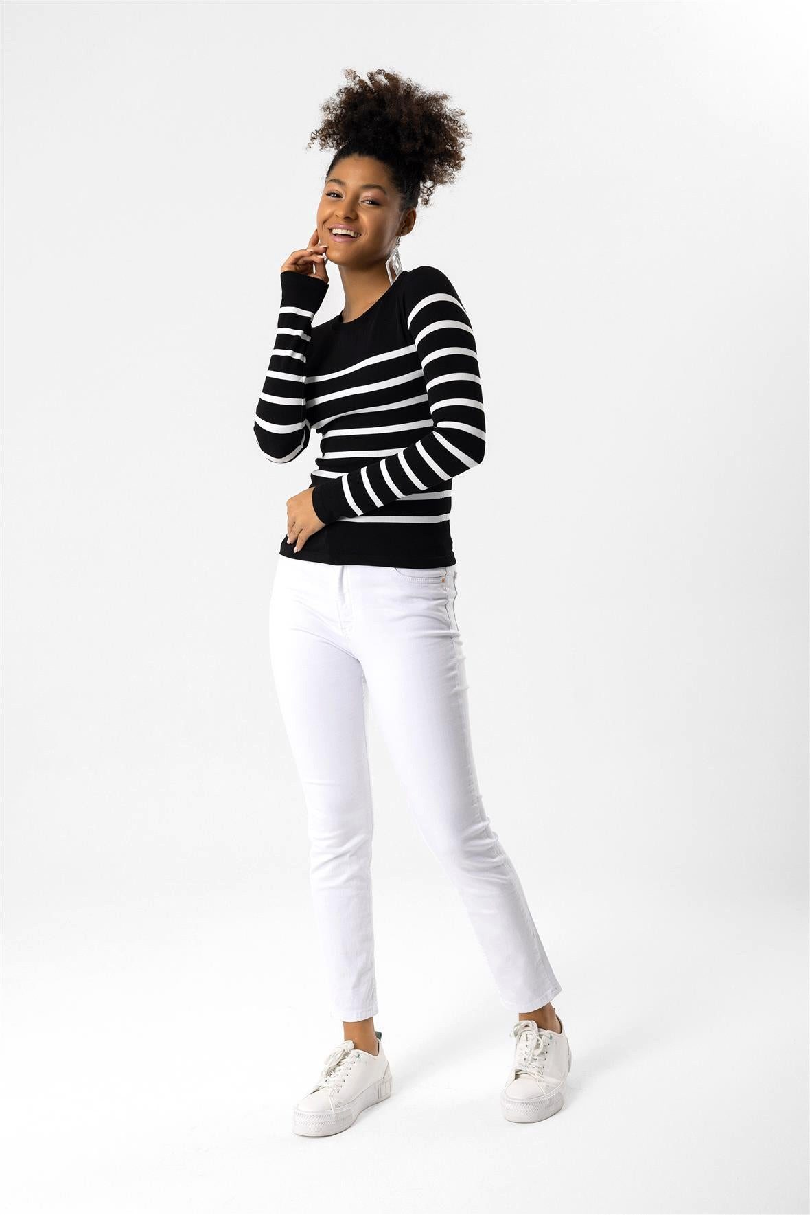 Blusentop Basic-Bluse mit langen Ärmeln