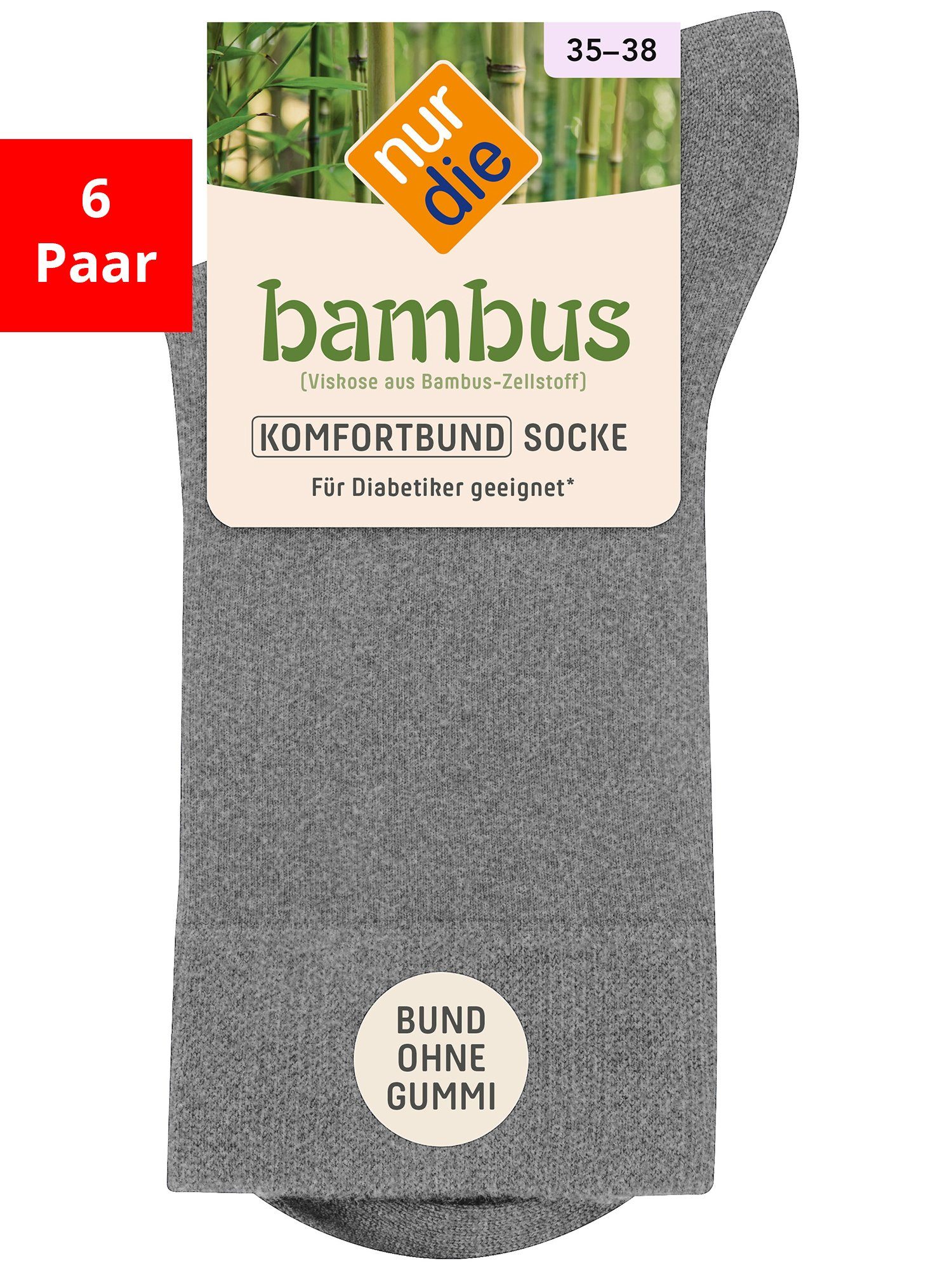 Nur Die Basicsocken Bambus Komfort - Im 6-Pack hellgraumel.