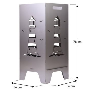 Feuertonnen Bertling Feuerschale XL Feuertonne mit Leuchtturm Motiv Feuerkorb Feuerschale Feuerstelle 80 cm, (Leuchtturm-Motiv)