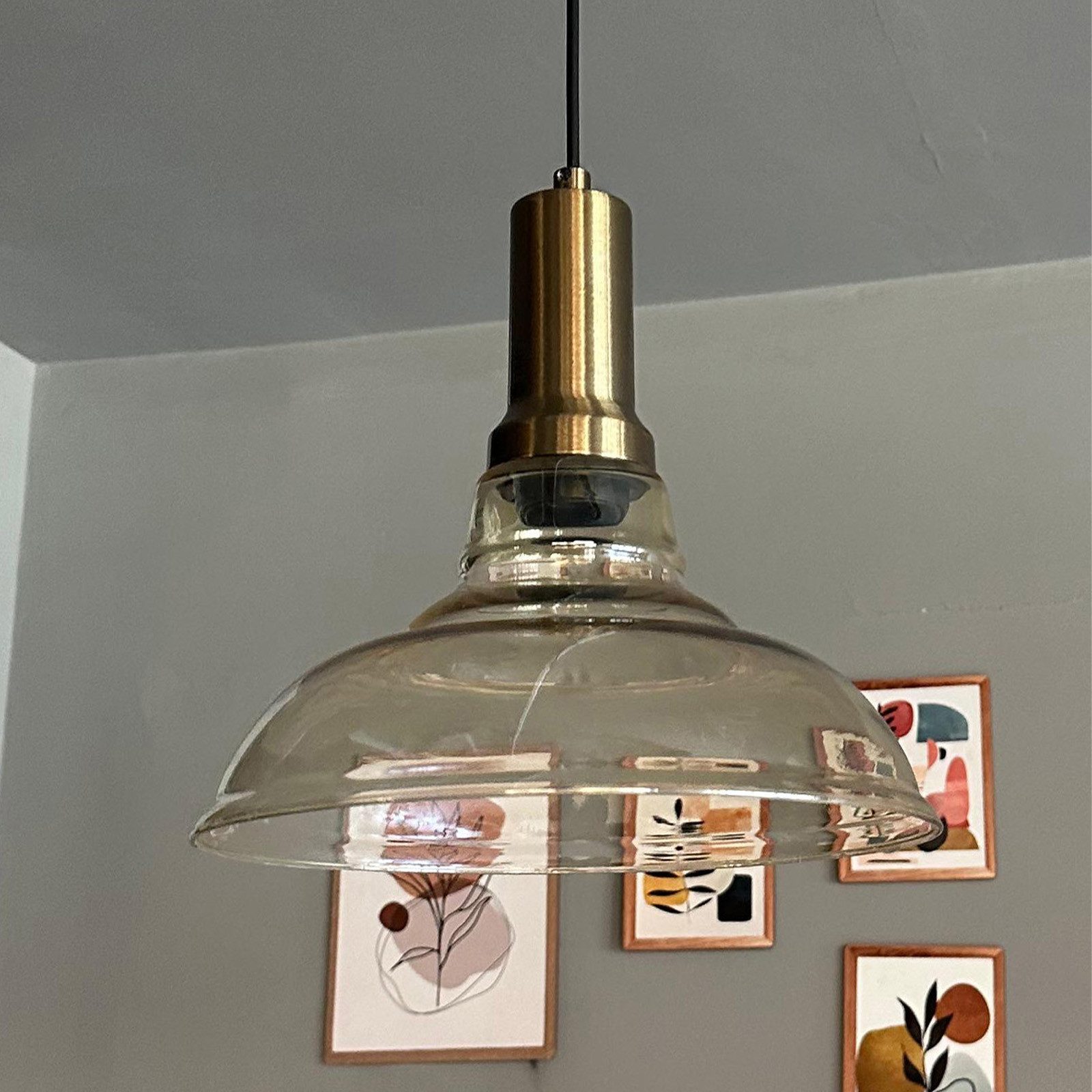 Bamyum Pendelleuchte Vishi Einzelner Glas-Kronleuchter Retro Pendelleuchte, ohne Leuchtmittel – Bild 2 von 5