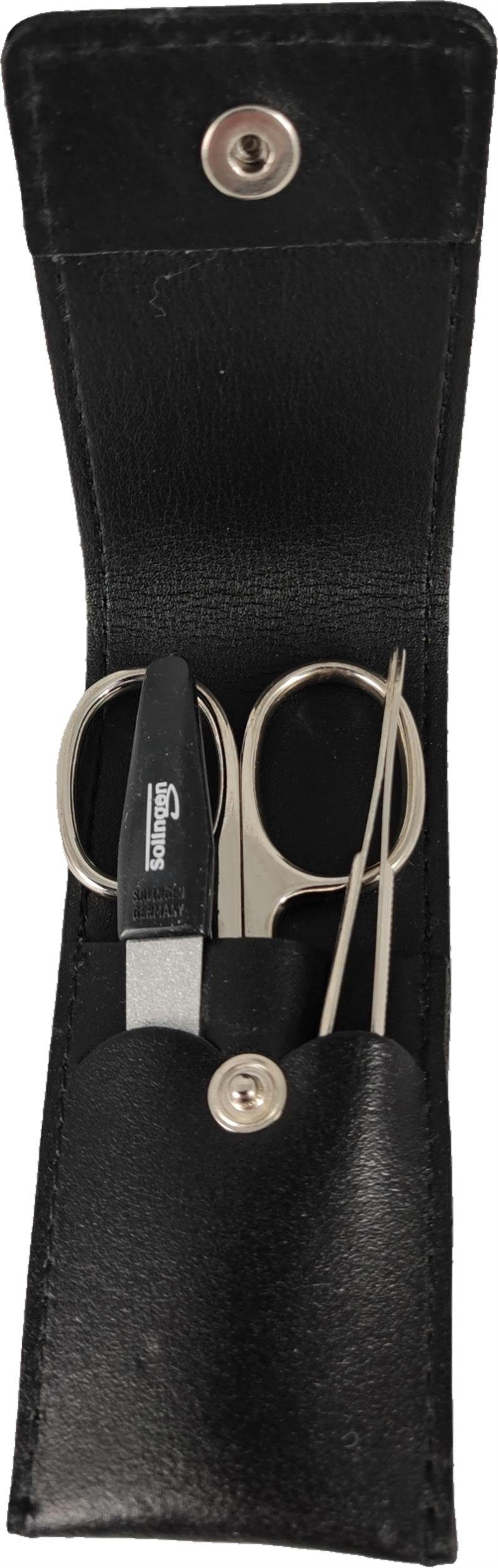 EloModa Maniküre-Etui 3-teiliges Solingen Maniküre Set mit Leder Etui, Nage günstig online kaufen