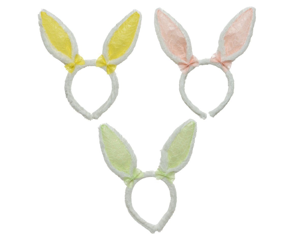 Decoris season decorations Haarreif, Hasenohren Haarreif 21x24cm gelb / rosa / grün 1 Stück sortiert