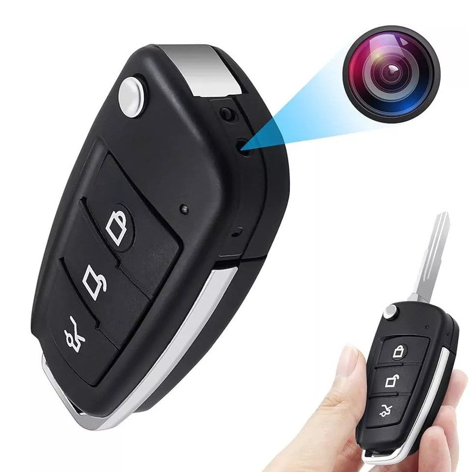 SpionProfi Überwachungskamera Mini Kamera Autoschlüssel Video Ton Aufnahme Überwachungskamera Haus (Innenbereich, Außenbereich, 1-tlg., Versteckte Kamera Mini Spycam Spion Cam für Haus, Auto, Zimmer)