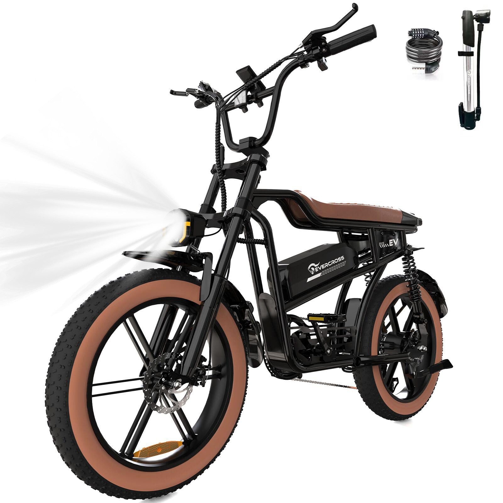 EVERCROSS TECH EBike EK30 20” x 4,0 fette Reifen MTB, 48V 15AH Removable Battery, 7 Gang