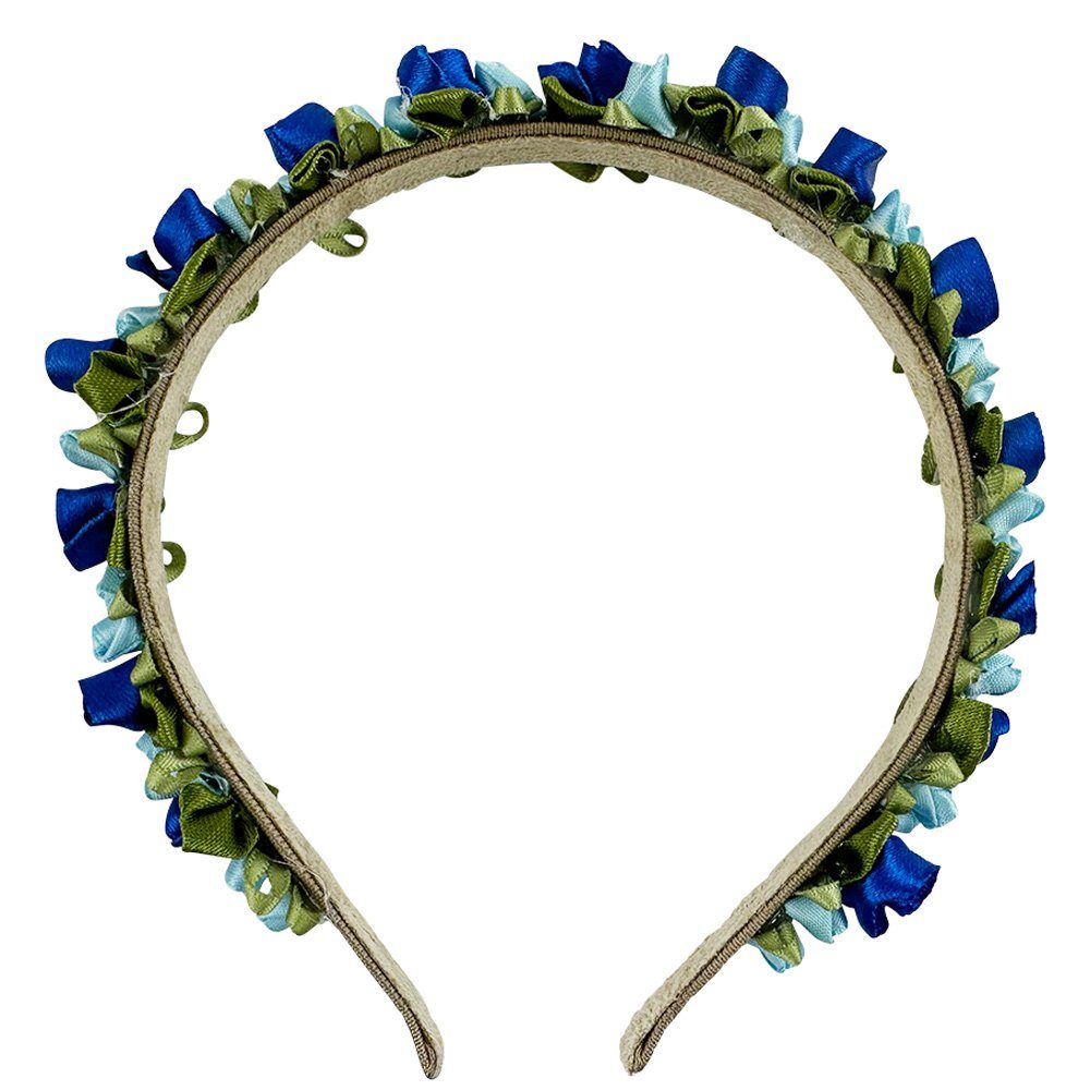 Trachtenland Haarreif Blumen Haarschmuck "Rosalie" Blau mit Rosenblüten