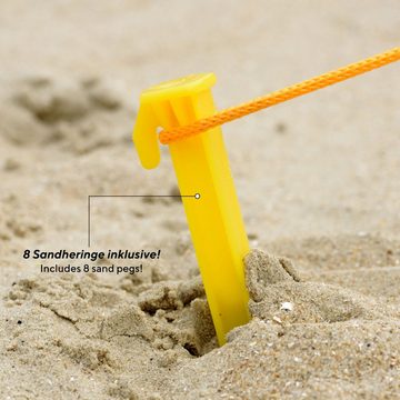 UQUIP Strandmuschel Buzzy Strandzelt XL mit UV Schutz 50+ Sonnenschutz, Windschutz, Blau, Personen: 3, einfaches Aufspannen durch Pop-Up System