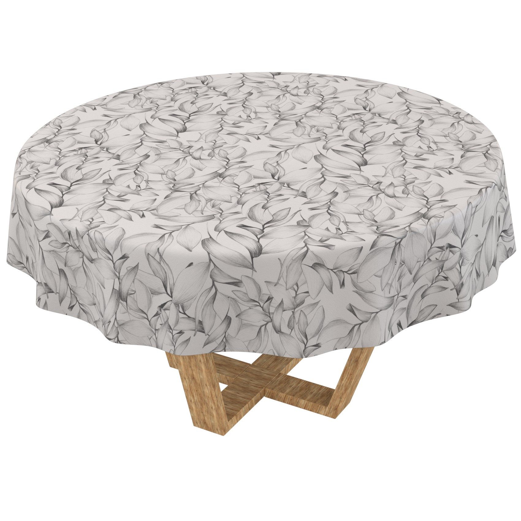 ANRO Tischdecke Gartentischdecke 3.0 abwaschbar Magnolia Tischwäsche (Einzelstück 1-tlg), wasserabweisend PU-Beschichtet monos Anthrazit Rund 100cm