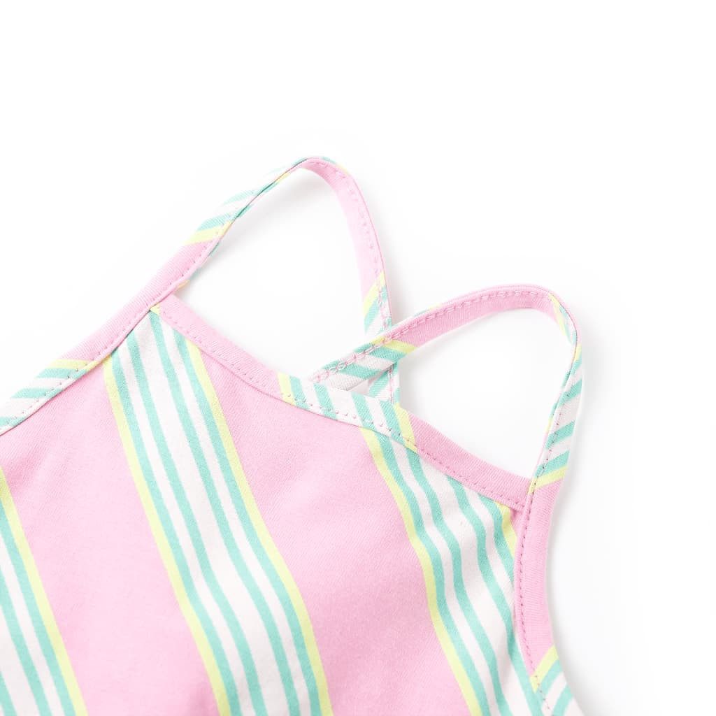 vidaXL Druckkleid Kinderkleid mit Kordelzug Ärmellos Rosa 128