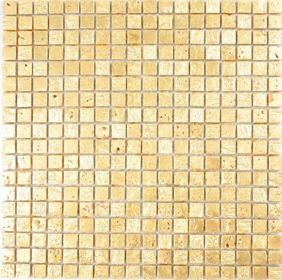 Mosani Mosaikfliesen Mosaikfliese Kunststein Resin gold gelbgold