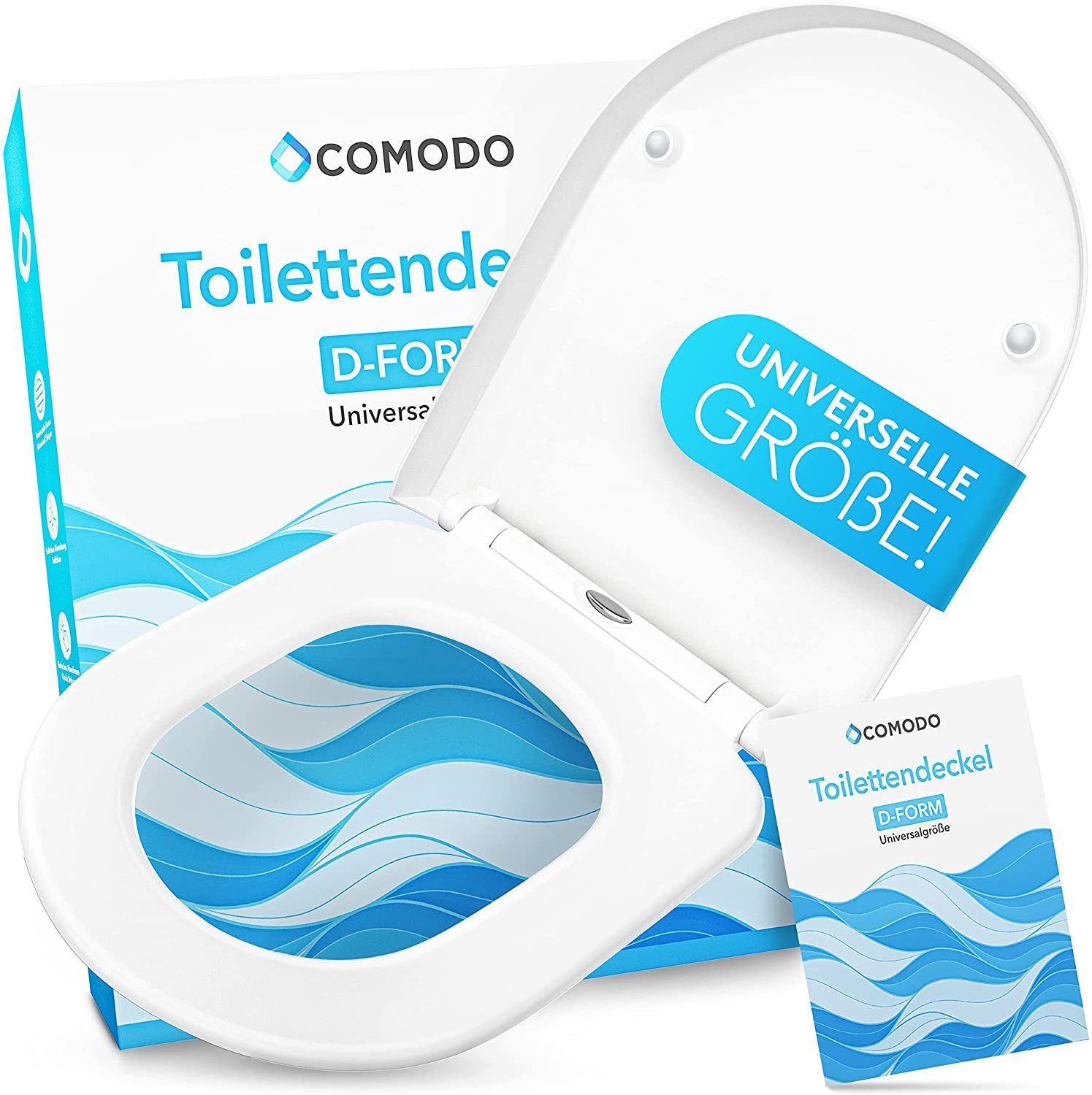 Comodo WC-Sitz Toilettendeckel mit Absenkautomatik und Quick Relaease, D-Form 47cm x 37,5cm Bestlastbar bis 150kg