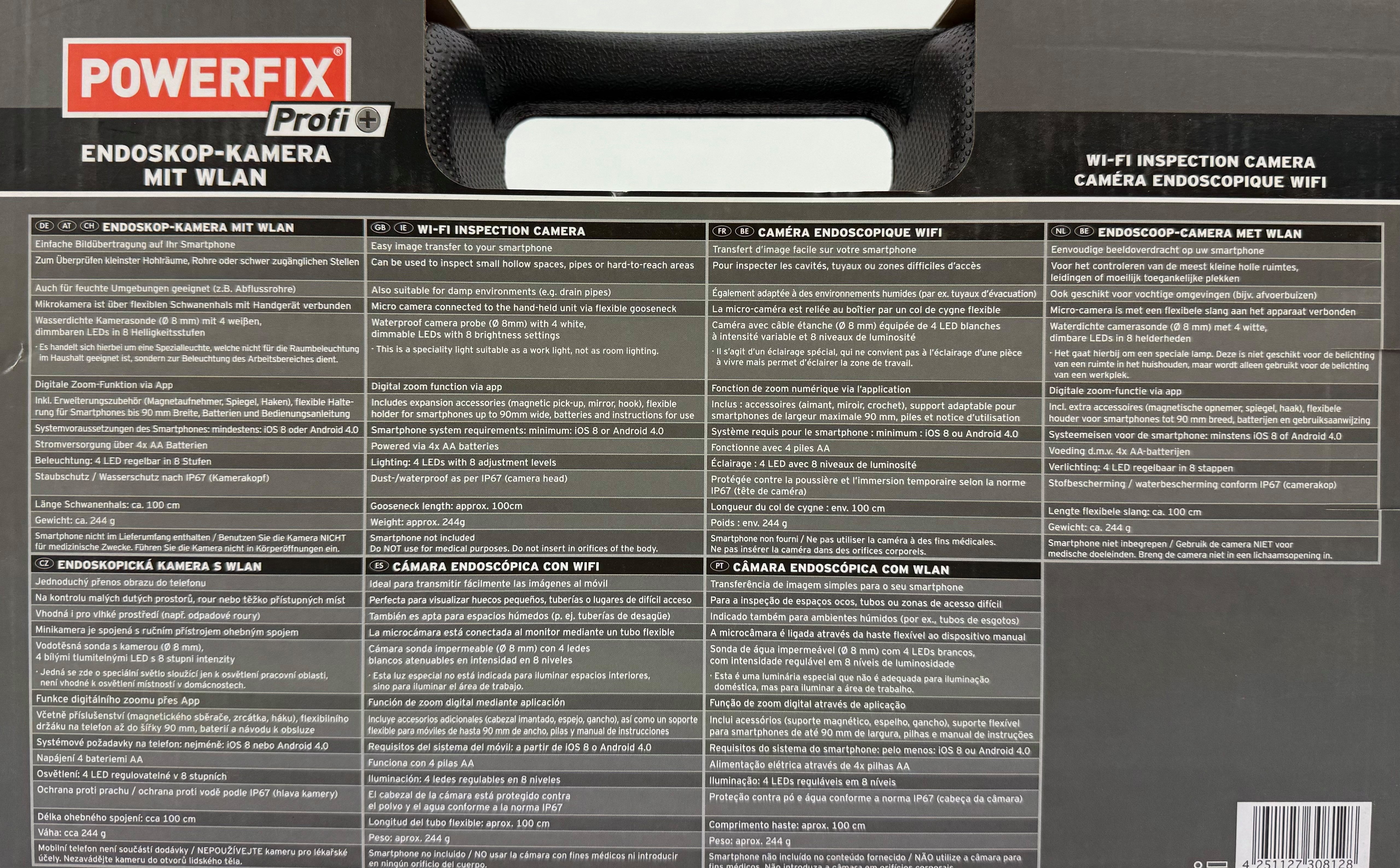 Powerfix Endoskop-Kamera mit WLAN Inspektionskamera