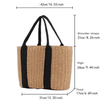 NATICY Schultertasche Handgefertigte Handtaschen aus Stroh (Verpackung, 1 * Strandtasche), Minimalistischer Look
