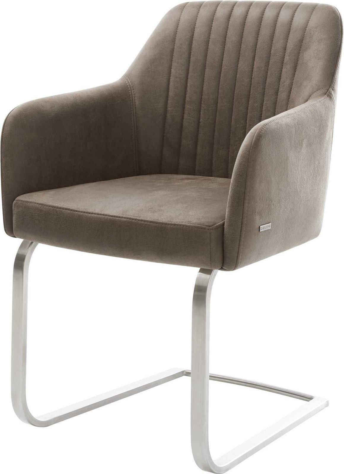 DELIFE Polsterstuhl Greg-Flex, Freischwinger flach Edelstahl günstig online kaufen