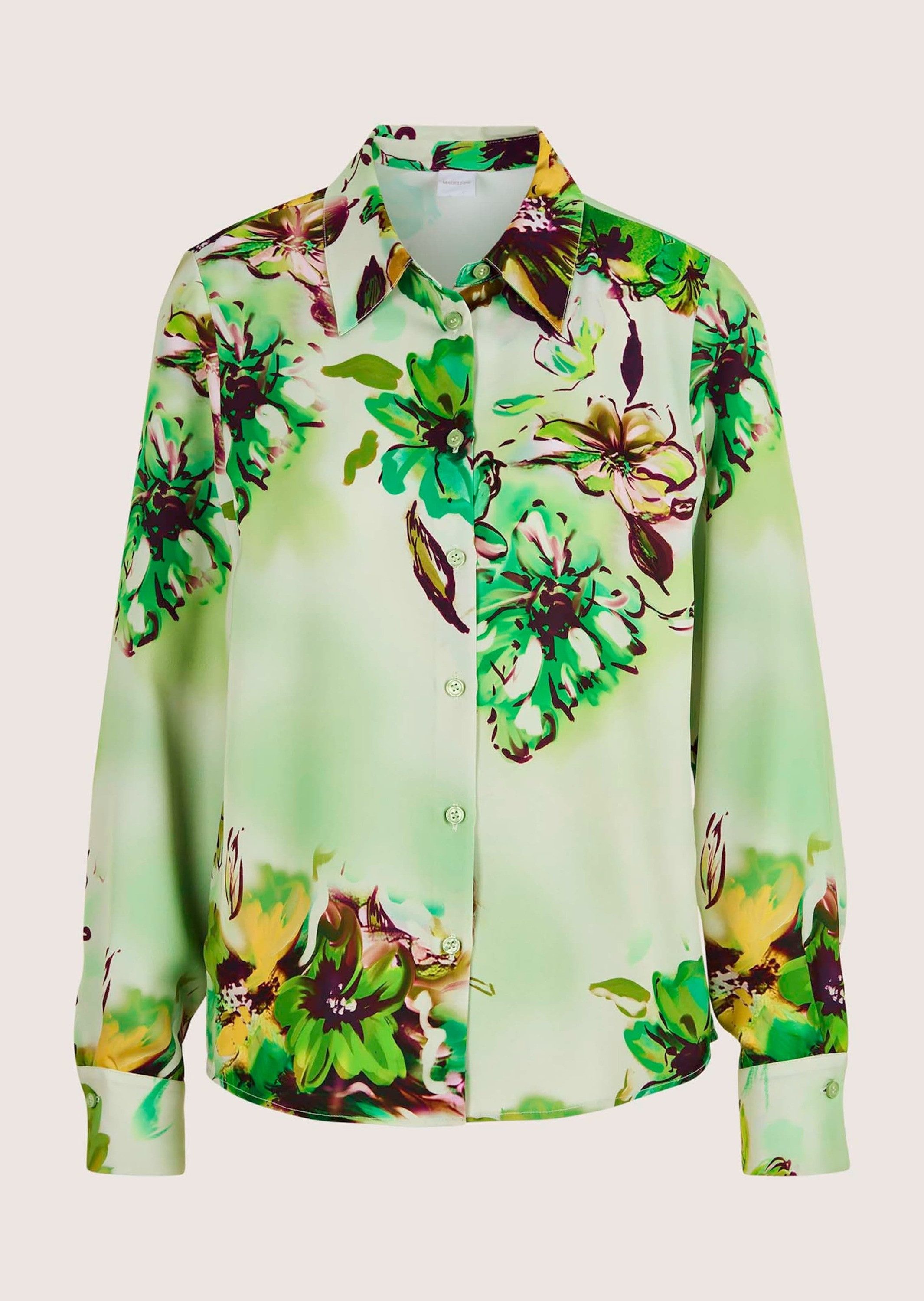 MADELEINE Langarmbluse Elegante Bluse mit Hemdkragen Florales-Muster, Knopfleiste, lange Ärmel