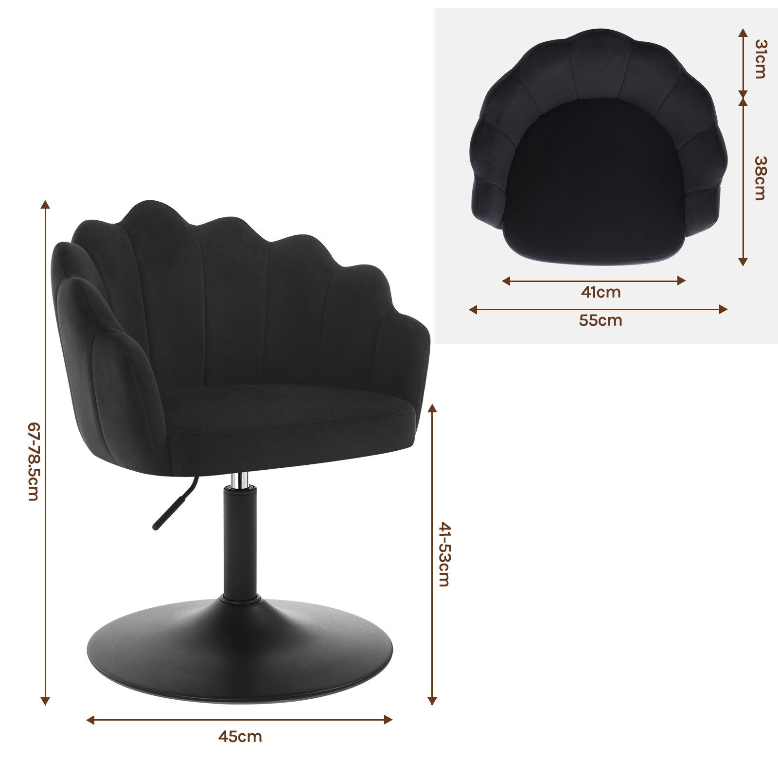 Woltu Bürostuhl (1 St), Schminkstuhl, mit Lehne, höhenverstellbar, drehbar, Samt