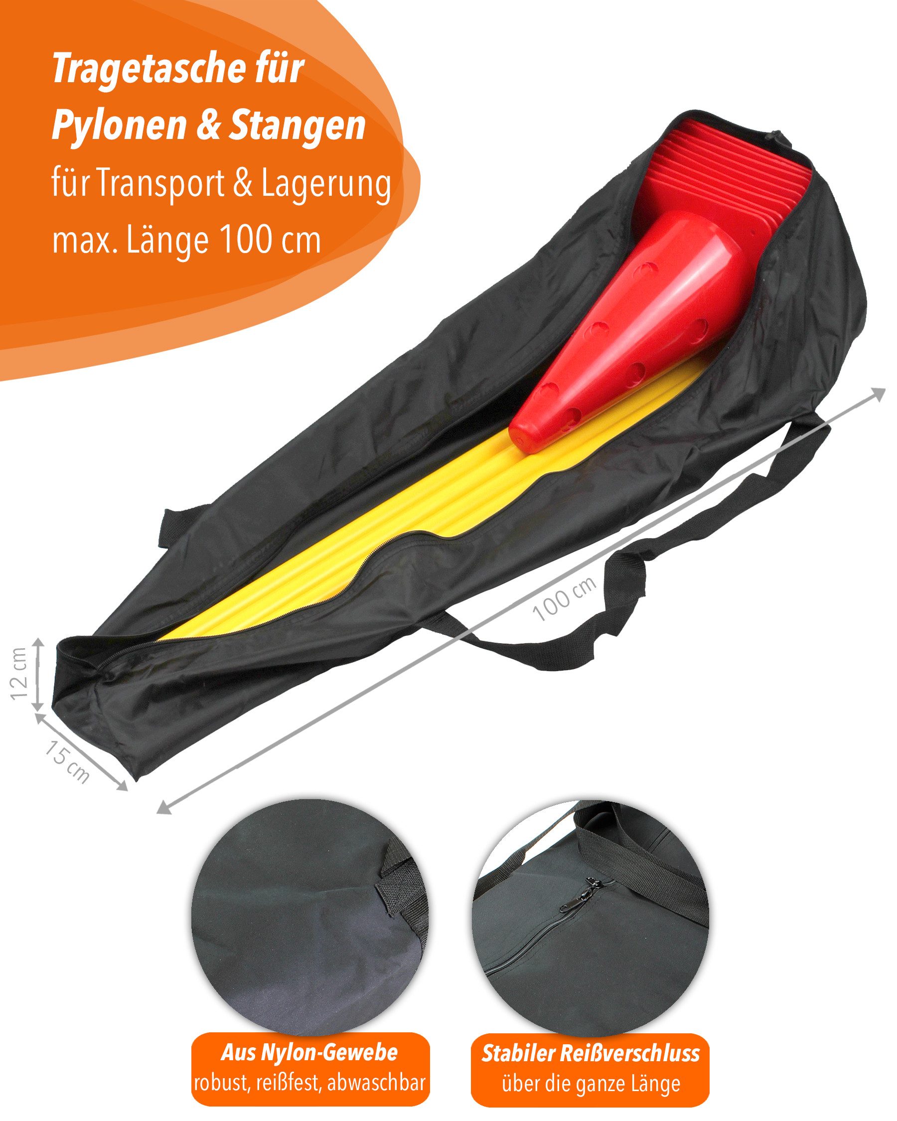 SPORTIKEL24 Sporttasche Tasche für 5 x Kegelhürde 30, schwarz
