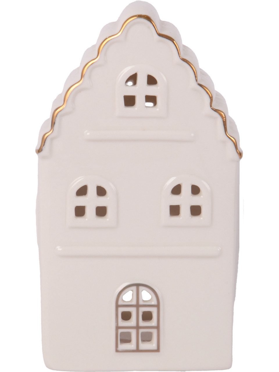 Trend Line Windlicht Windlicht Haus Keramik 15 x 9 cm weiß gold günstig online kaufen