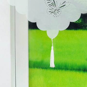 Scheibengardine, Joyswahl, Stangendurchzug (1 St), transparent, mit Quaste Panneaux, Kurzstore