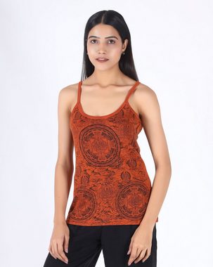 Guru-Shop T-Shirt Yoga Top Mandala, Boho stonewashTop, Goastyle.. Festival, Ethno Style, alternative Bekleidung