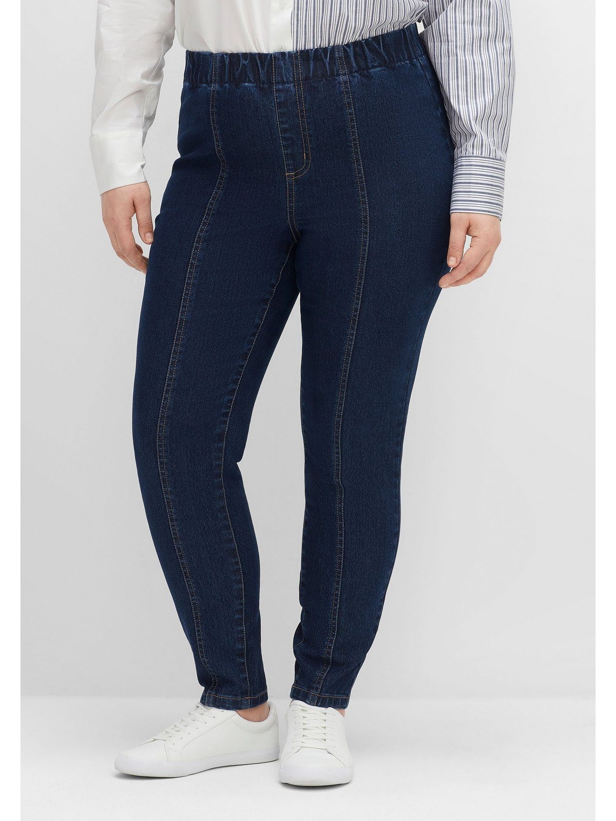 Sheego Schlupfjeans Große Größen mit Teilungsnähten, schmale Form