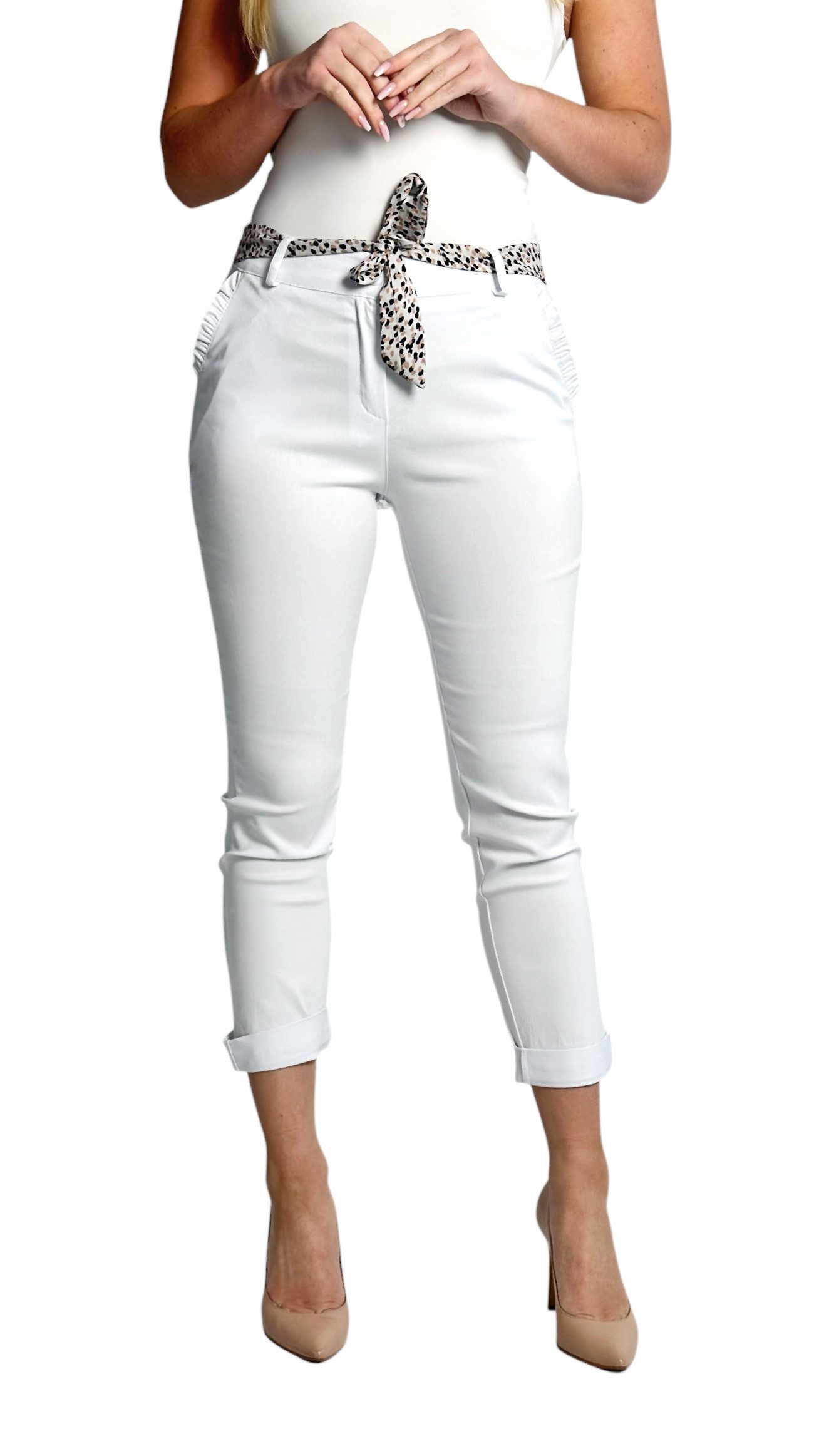 Mississhop Stretch-Hose Female Damen Stretch Klassische Chino Hose mit gemustertem Tuch N. 366